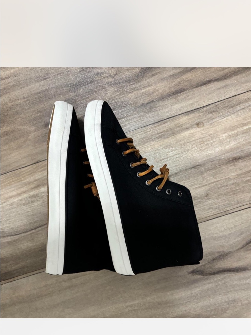 Sperry Black High-Top Canvas Sneakers with Brown Laces